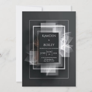 Elegant Black Minimalist Geometric Wedding  Invitation