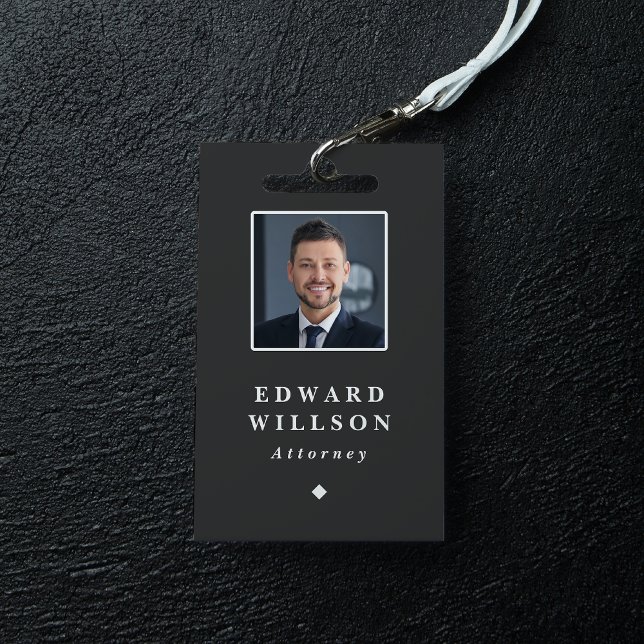 Elegant Black Minimalist ID Barcode Business  ID Badge (Creator Uploaded)