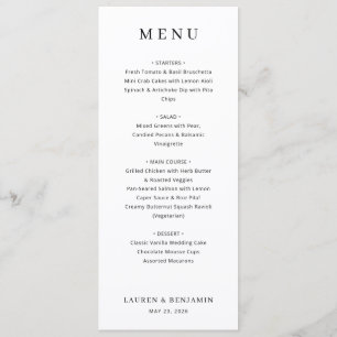 Elegant Black Minimalist Menu