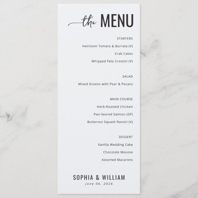 Elegant Black Minimalist Menu (Front)
