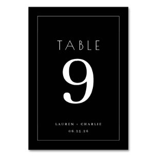 Elegant Black Minimalist Table Number Sign