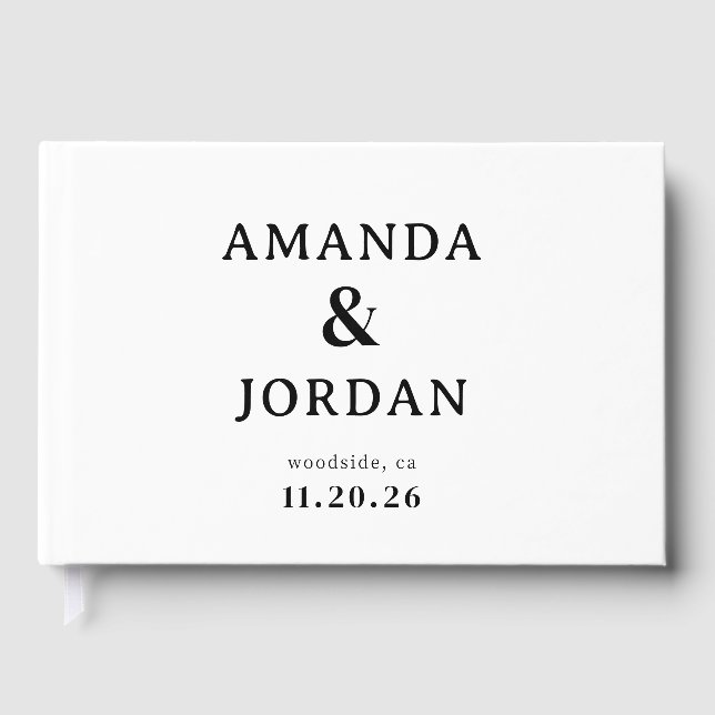 Elegant Black Minimalist Typographic Guest Book (Front)