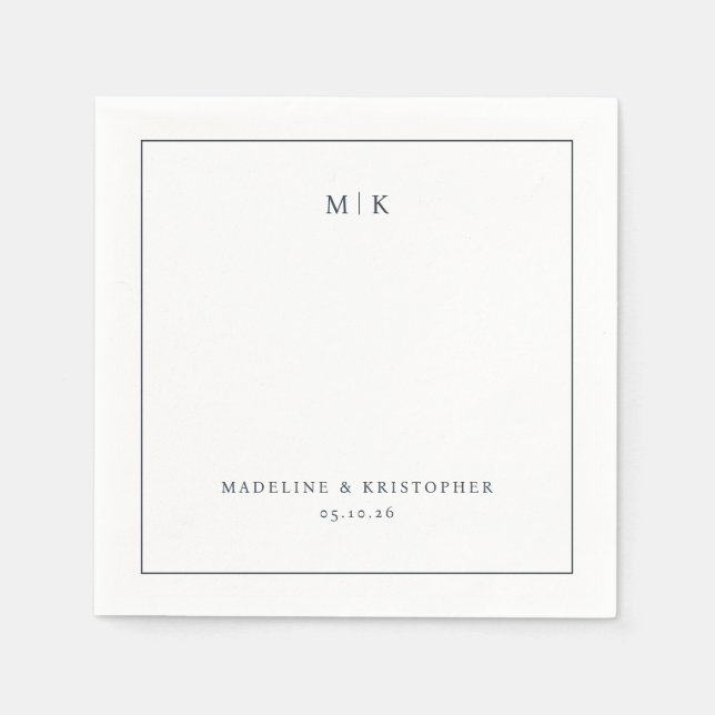 Elegant Black Minimalist Typographic Napkin (Front)