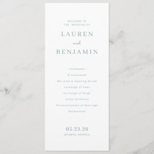 Elegant Black Minimalist Wedding Ceremony Program