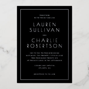 Elegant Black Minimalist Wedding Invitation