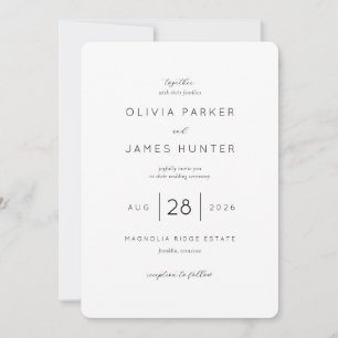 Elegant Black Minimalist Wedding Invitation