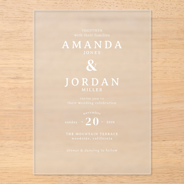 Elegant Black Minimalist Wedding Invitation (Front)