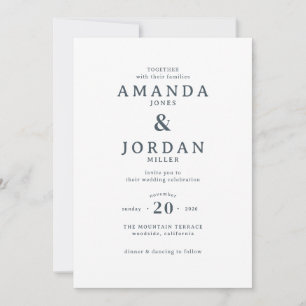 Elegant Black Minimalist Wedding Invitation