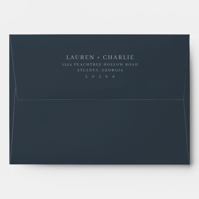 Elegant Black Minimalist Wedding Invitation Envelope (Back (Top Flap))