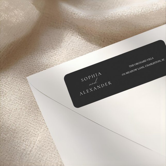 Elegant Black Minimalist Wedding Return Address Label (Creator Uploaded)