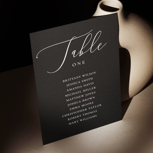 Elegant Black Minimalist Wedding Seating Chart Invitation (Creator Uploaded)
