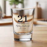 Elegant Black Modern 21st Birthday Shot Glass<br><div class="desc">Create your own personalised 21st birthday shot glass featuring modern typography in black colour.</div>