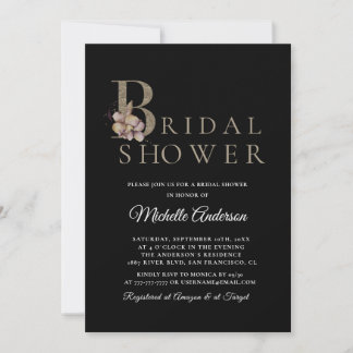 Elegant Black Modern Bridal Shower Flyer Invitation