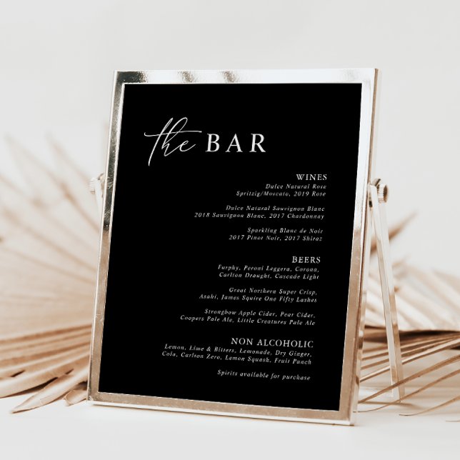 Elegant Black Modern Minimalist Bar Menu (Creator Uploaded)