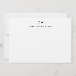 Elegant Black Modern Monogram Initial Note Card