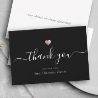 Elegant Black Modern Script Rose Gold Business