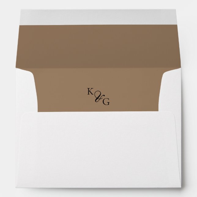 Elegant Black Monogram Gold & White Wedding Envelope (Back (Bottom))