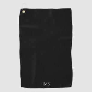 Elegant Black Monogram Golf Towel