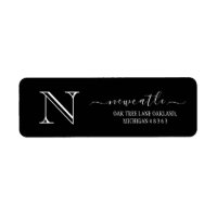 Elegant Black Monogram Initial Return Address L