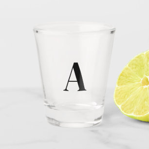 Elegant Black Monogram Initial Shot Glass