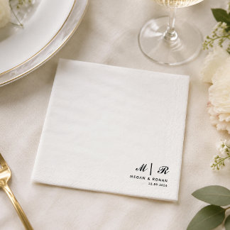 Elegant Black Monogram Wedding Napkin