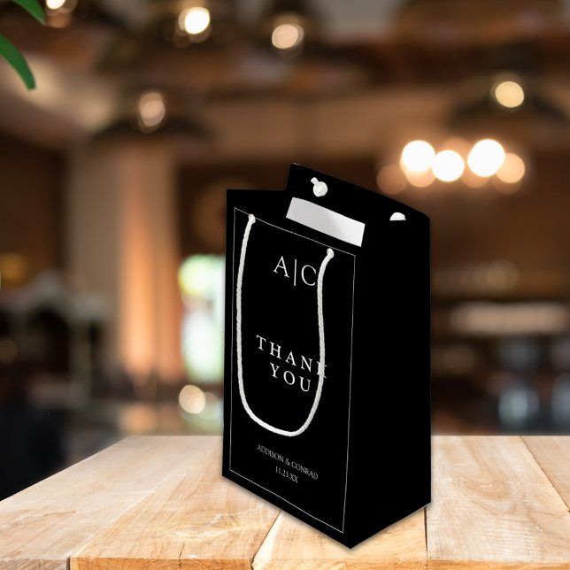  Elegant Black Monogram Wedding Small Gift Bag (Creator Uploaded)