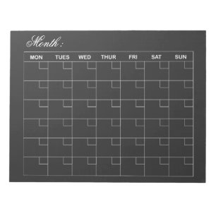  Elegant Black  Monthly Calendar Planner  Notepad