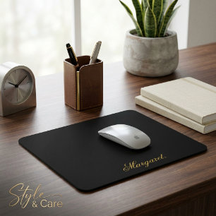 Elegant Black Mouse Pad Featuring Your Name