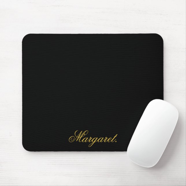 Elegant Black  Mouse Pad Featuring Your Name (With Mouse)