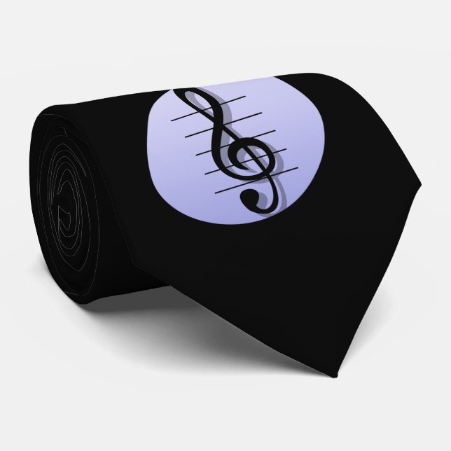 Elegant Black Music Note Tie (Rolled)