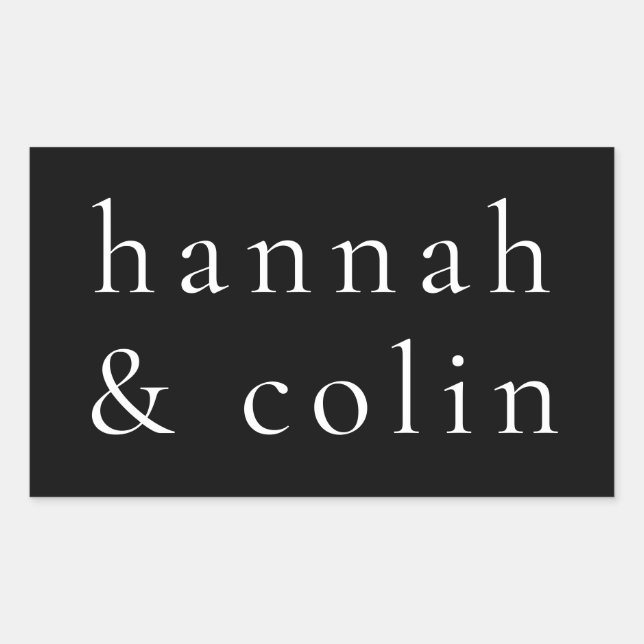 Elegant Black Names  Rectangular Sticker (Front)