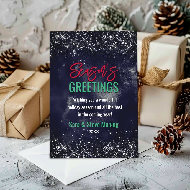 Elegant black navy marble art glitter Christmas  Holiday Card (Creator Uploaded)