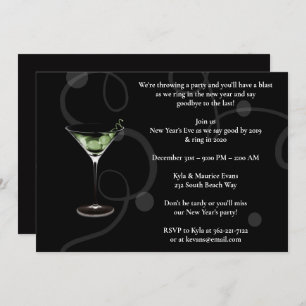 Elegant Black New Years Eve Party Invitation