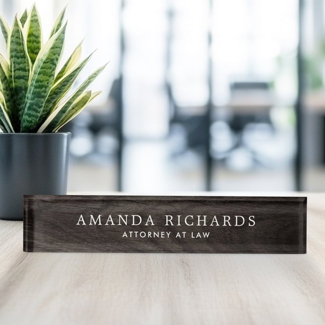 Elegant black oak wood grain look nameplate (Elegant black oak wood grain look desk name plate)