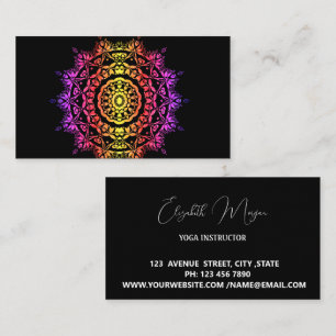Elegant black ombre mandala  yoga business card