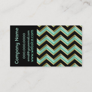 Elegant Black on Aqua ZigZag Business Card