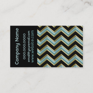 Elegant Black on Teal ZigZag Pattern Business Card