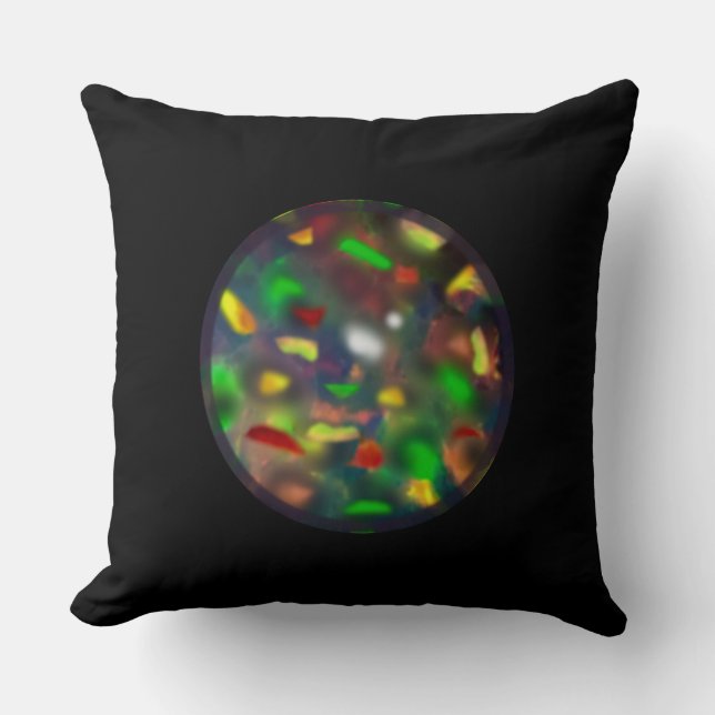 Elegant Black Opal Jewel on Black Cushion (Front)