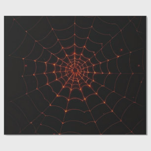 Elegant Black & Orange Luxury Halloween Web Art Wrapping Paper