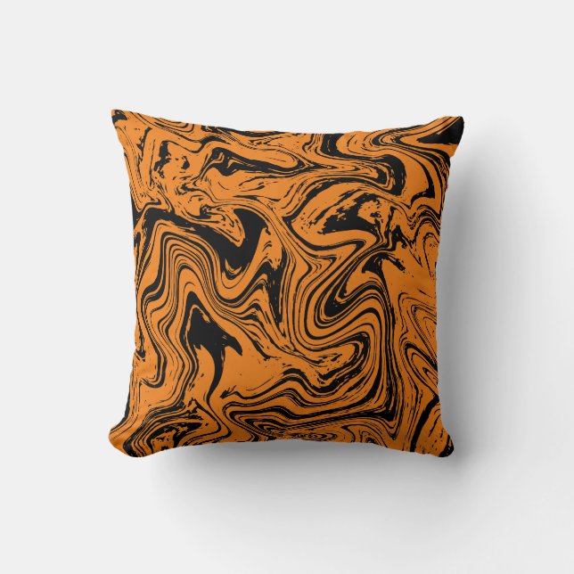 Elegant Black Orange Marble  Cushion (Front)