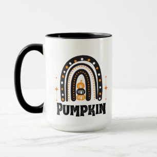 Elegant black &orange Pumpkin and Rainbow Mug