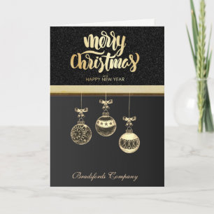 Elegant Black Ornaments,Balls Christmas Corporate Holiday Card