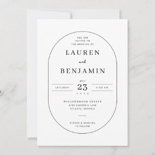 Elegant Black Oval Wedding Invitation