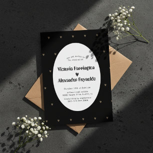 Elegant Black Oval Wedding Invitation