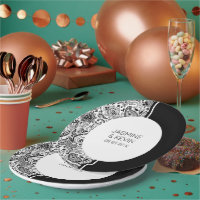 Elegant Black Paisley On White & Blac Split Screen
