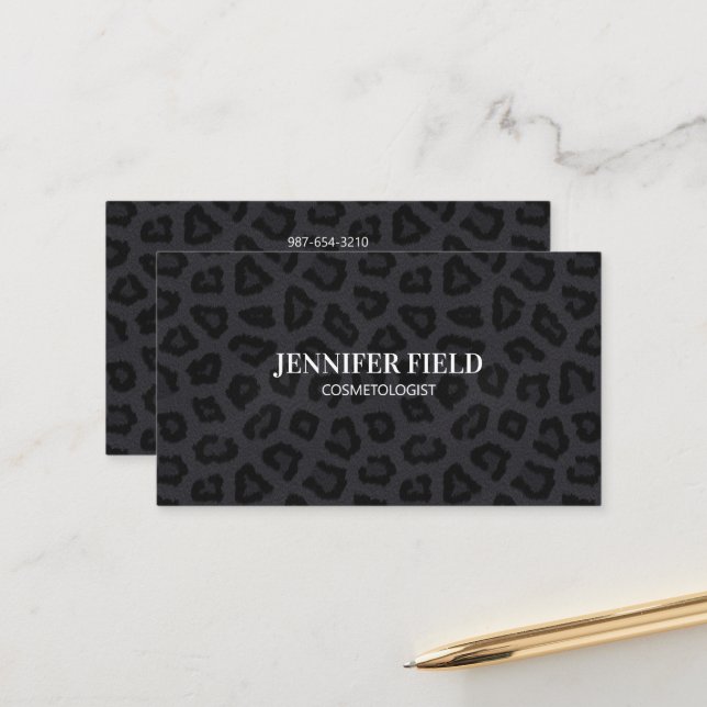 Elegant Black Panther Spots Appointment Card (Front/Back In Situ)