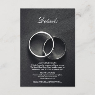 Elegant Black Paper Wedding Details Enclosure Card