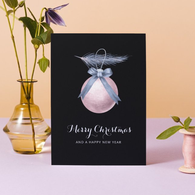 Elegant Black Pastel Ornament Christmas Non Photo Holiday Card (Creator Uploaded)