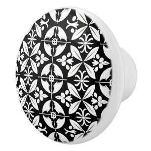 Elegant black pattern ceramic knob