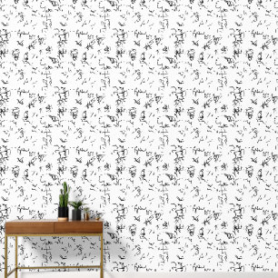 Elegant Black Pattern on White Background Wall